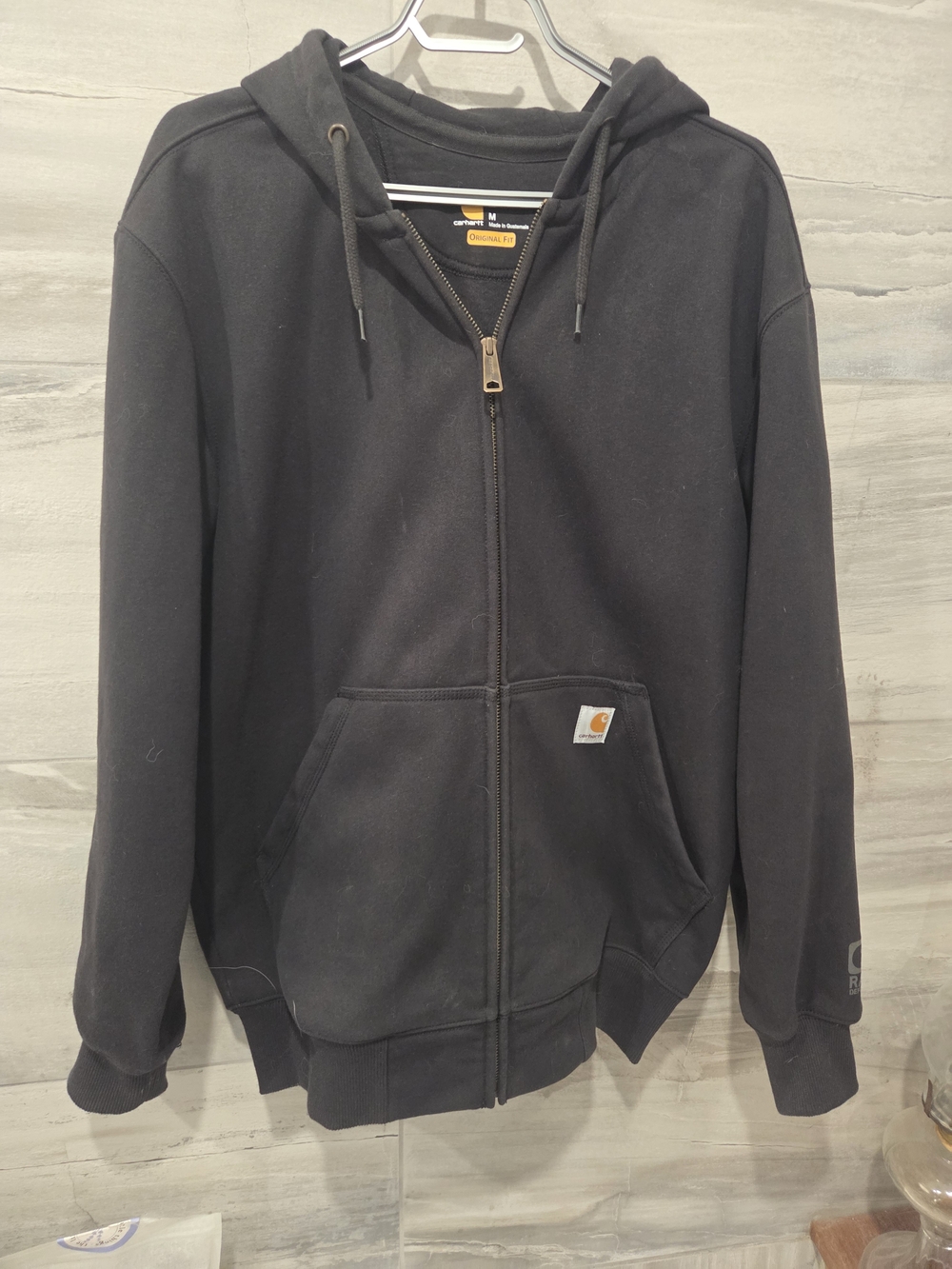 Carhartt Black Full-Zip Hoodie with Brass Zipper